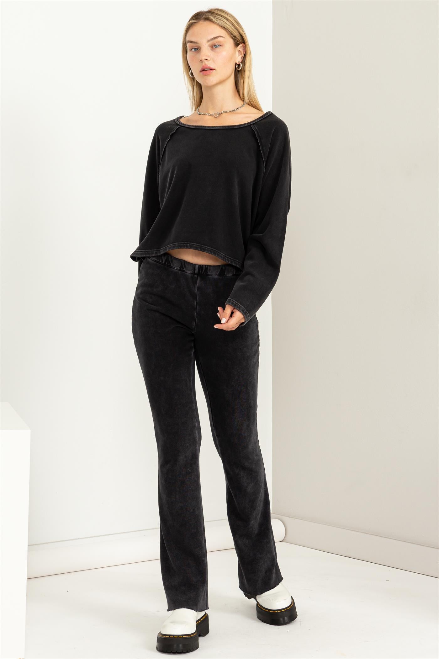 Hyfve Wild Soul Black Mid-Rise Flare Pants