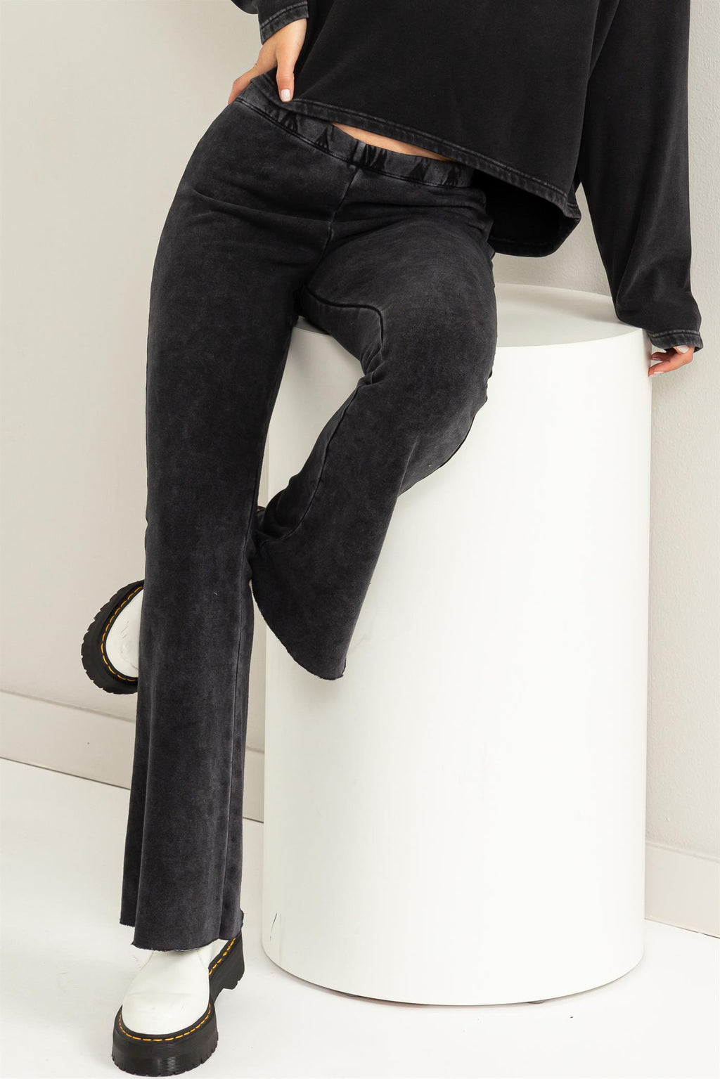 Hyfve Wild Soul Black Mid-Rise Flare Pants