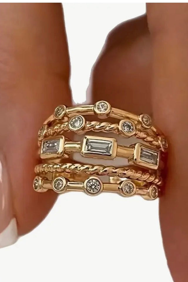 Multi layered Geometric Boho Stackable Adjustable Ring