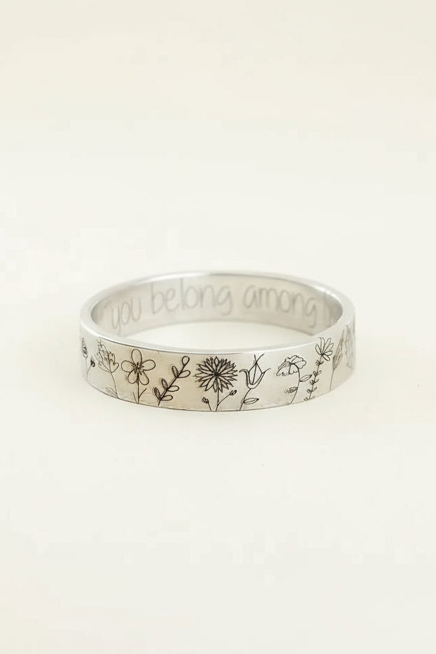 Vintage Dandelion Wildflowers Silver Ring