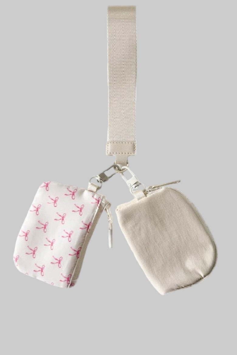 Dual Pouch Wristlet Keychain Wallet 3 colors