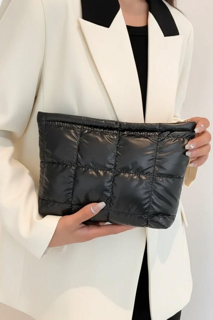 Shiny Quilted Puffer Make up Bag or Pouch 4 Colors