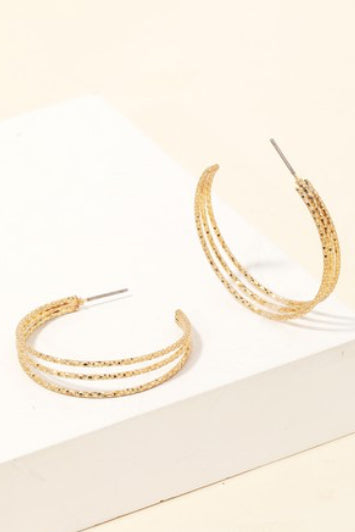Pomina Gold Triple Hoop Earrings