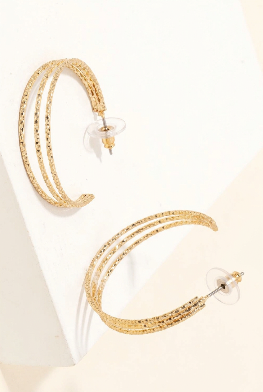 Pomina Gold Triple Hoop Earrings