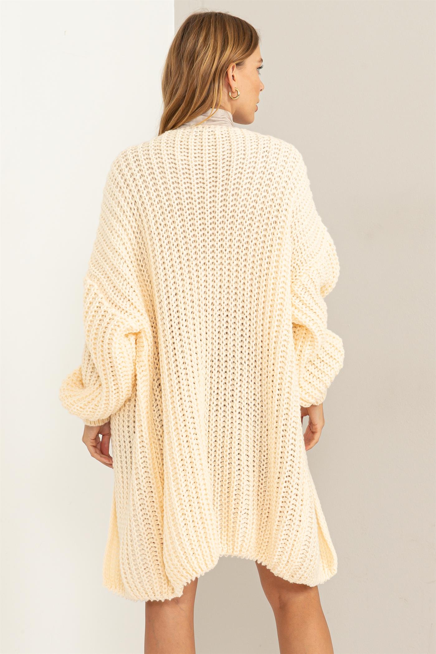 HYFVE Gentle Aura Chunky Ribbed Open Chunky Sweater Cardigan (S,M,L)