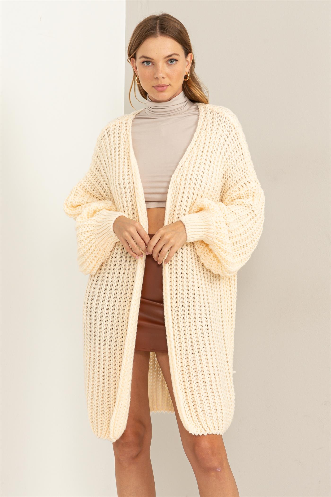 HYFVE Gentle Aura Chunky Ribbed Open Chunky Sweater Cardigan (S,M,L)