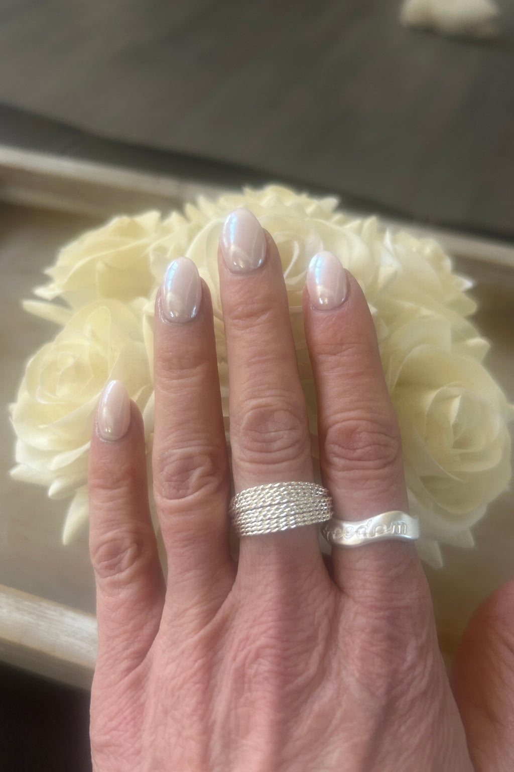 Open Matte Silver Multi-Strand & Freedom Fashion 2 Ring Set