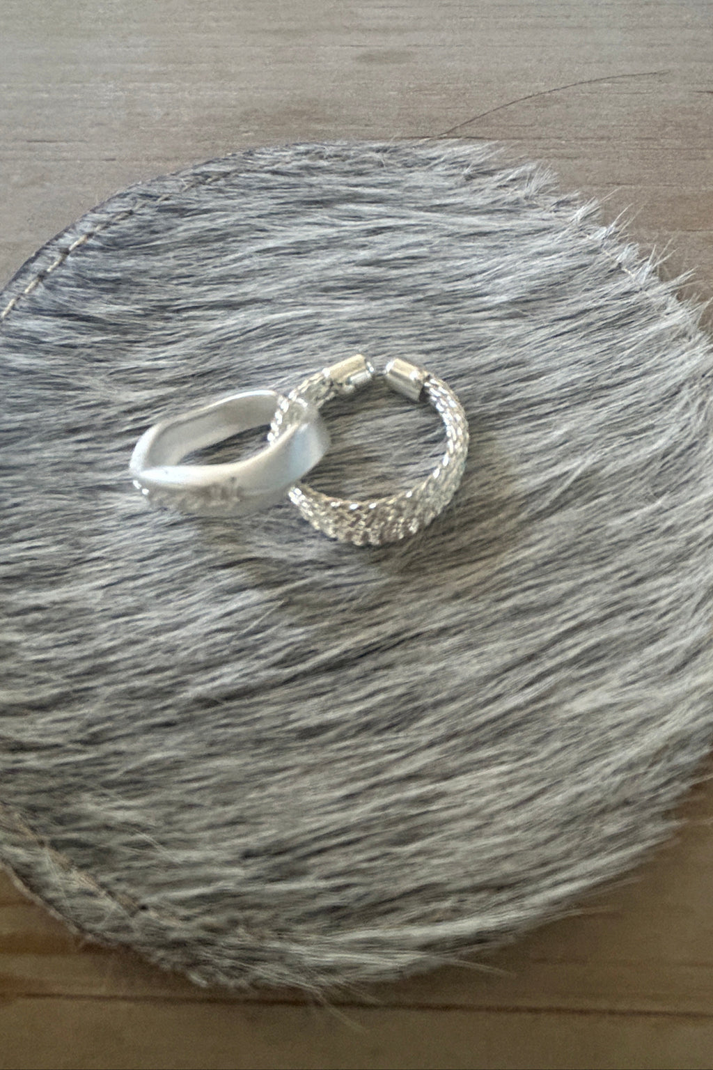 Open Matte Silver Multi-Strand & Freedom Fashion 2 Ring Set