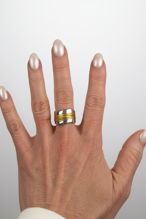 Vintage Gold and Silver Double Layer Entwined Ring