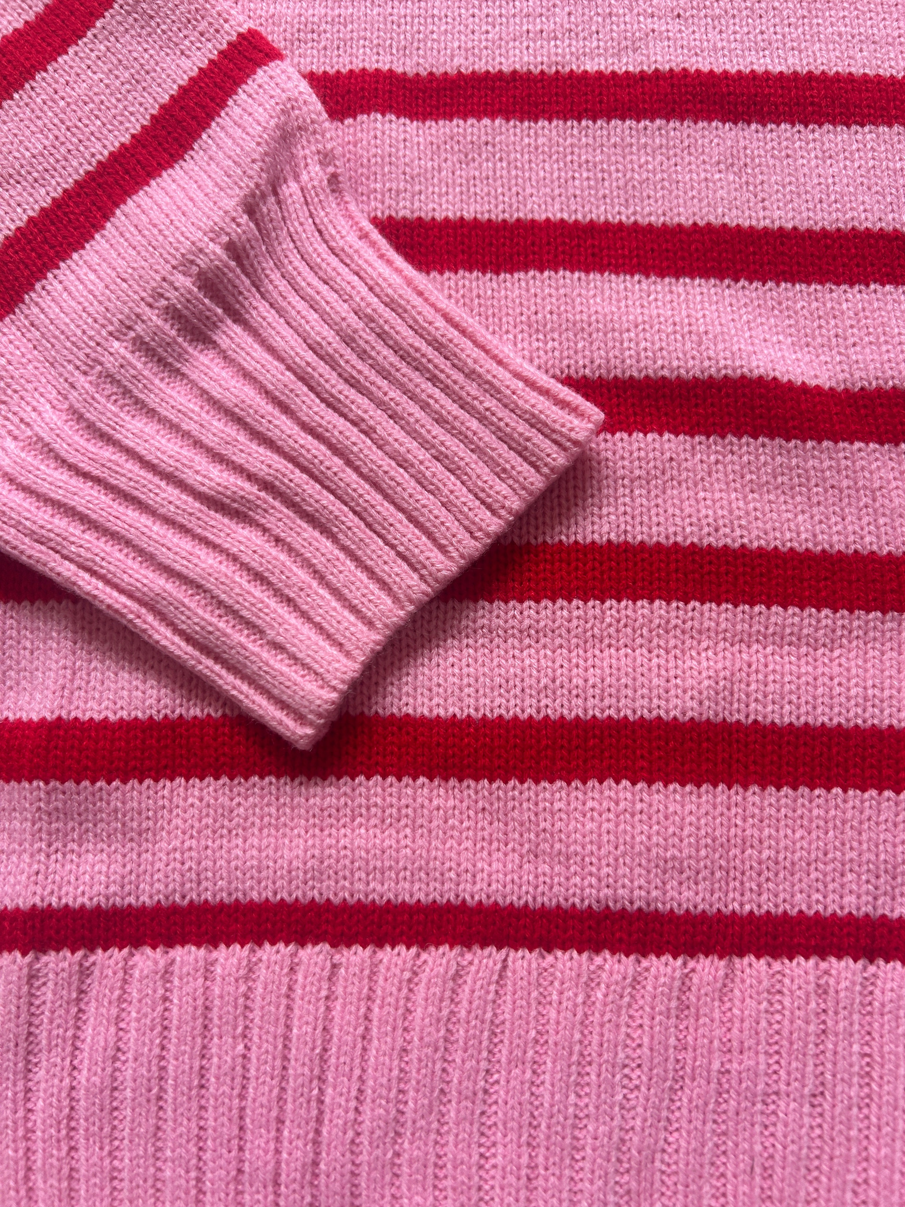 Haptics Pink Striped Hi Low Sweater