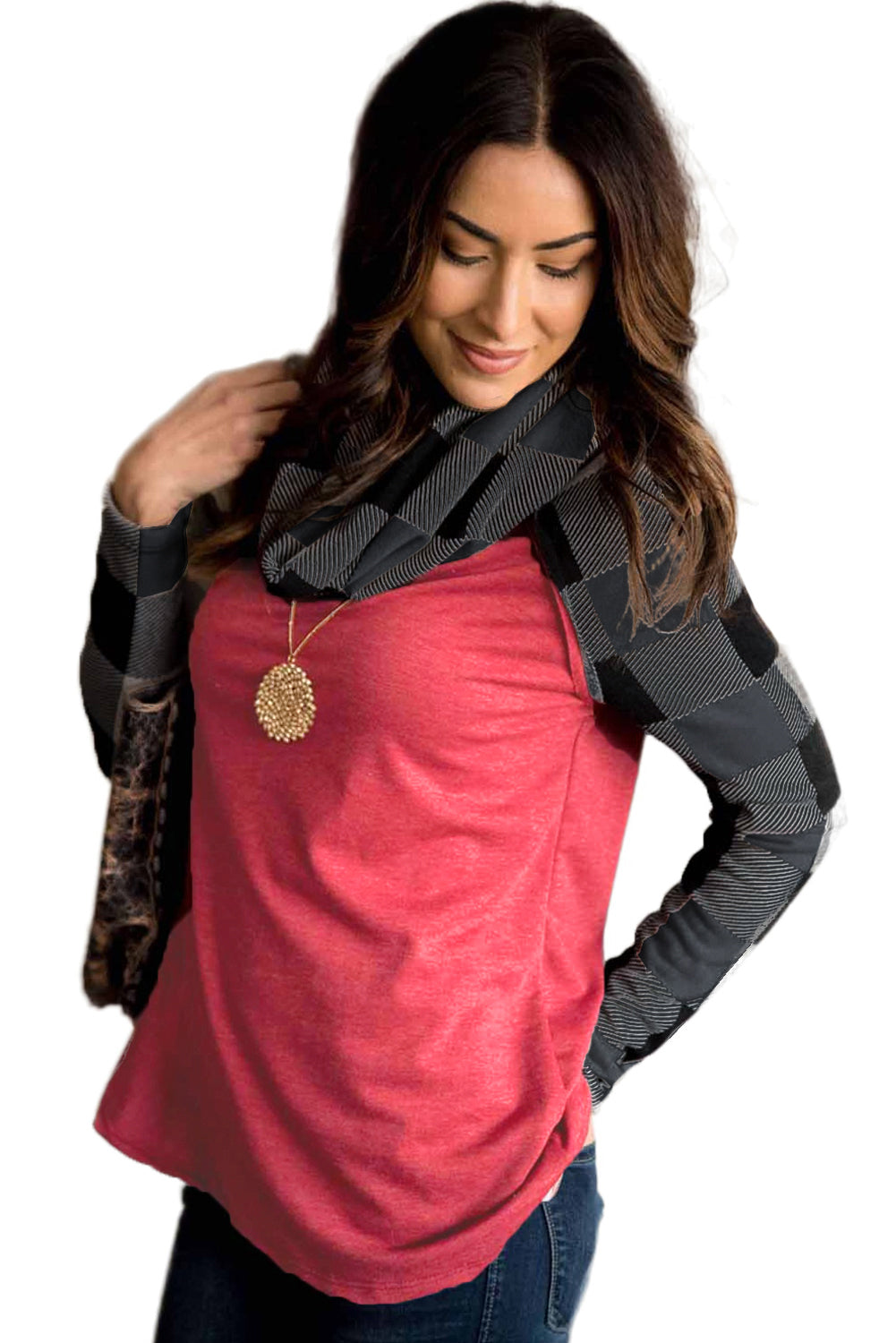 Tommy Boy Plaid Cowl Neck Long Sleeve Top Sizes (S-2X)