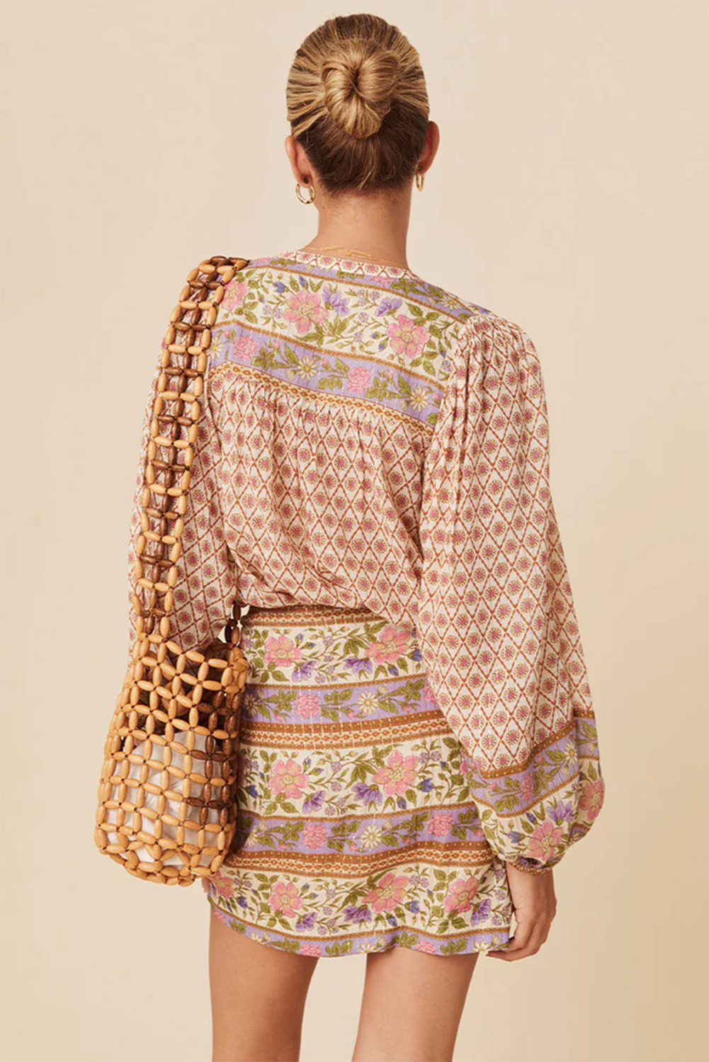 Multicolour Boho Floral Mixed Print Puff Sleeve Blouse