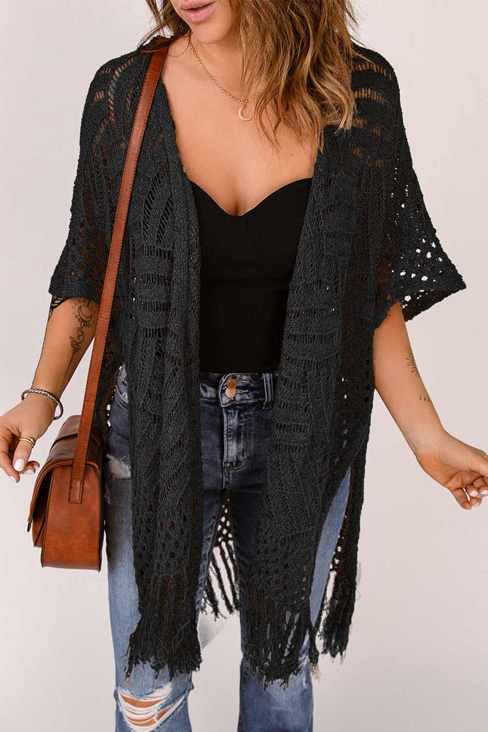 Loose Fit Fringe Kimono or Wrap One Size Fits All