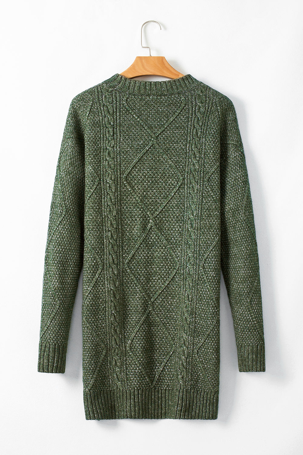 Mist Green Cable Knit Sweater Dress