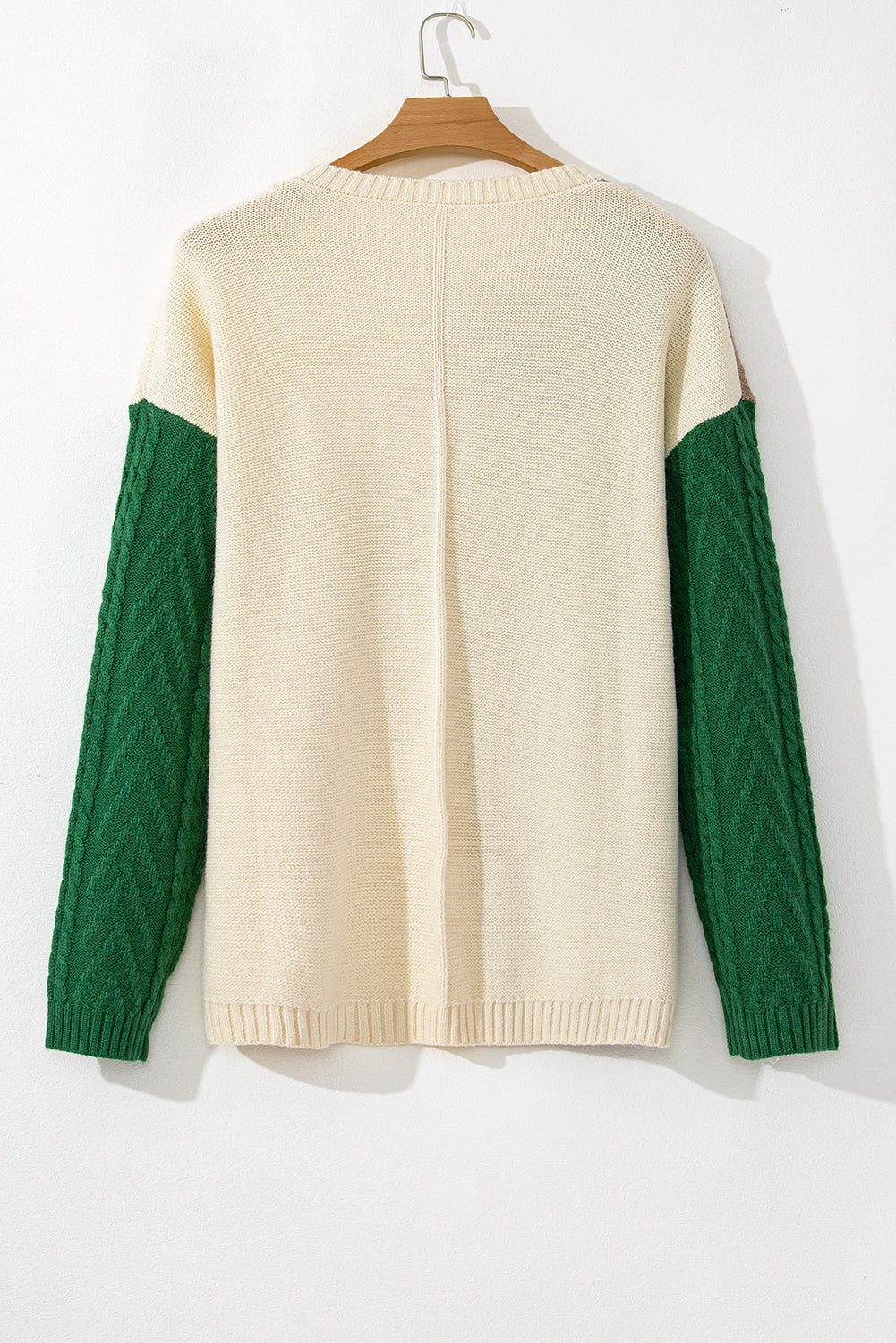 Plus Size Mist Green Color Block Patched Pocket Dropped Shoulder Sweater
