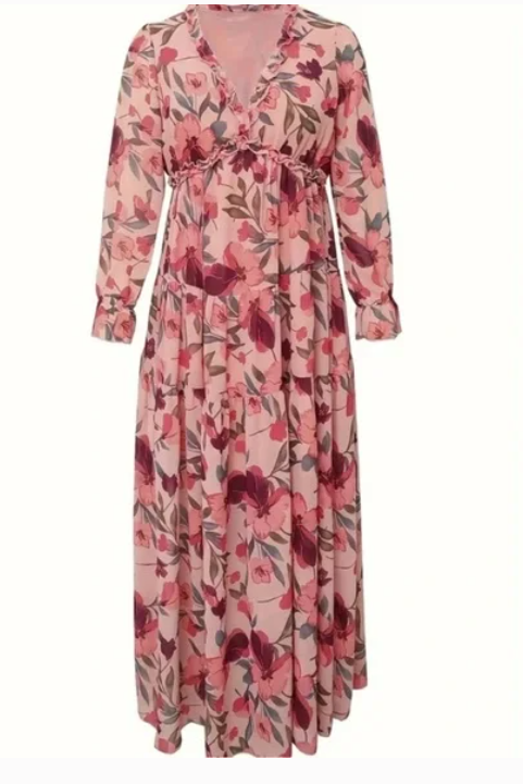 Lotus Floral Layered Maxi Tiered Dress
