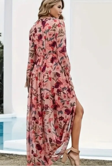 Lotus Floral Layered Maxi Tiered Dress
