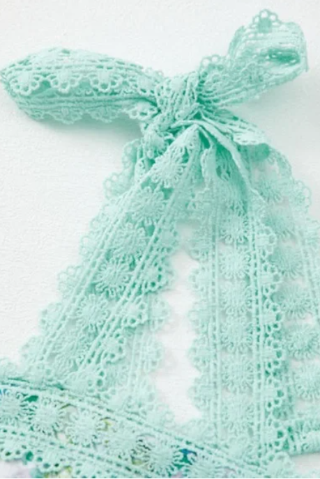 Floral Green Lace Tiered Strap Empire Waist Maxi Dress