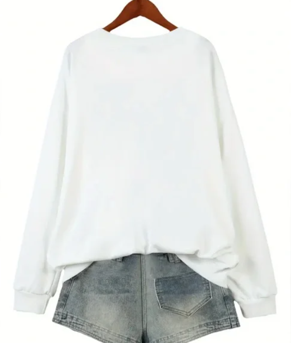 Colorful Champagne Bottle Print White Sweatshirt