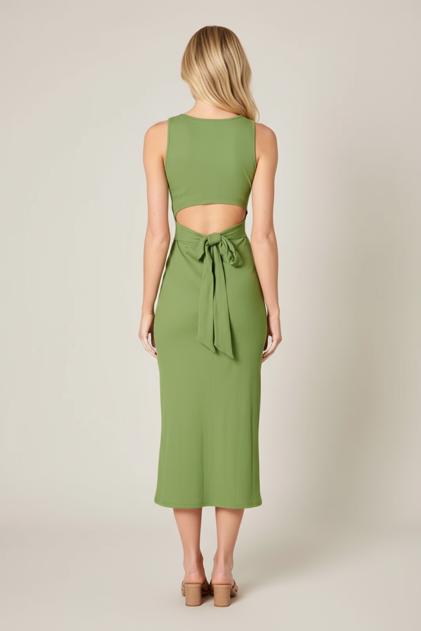 Sugar Lip Body Con Ribbed Tie Back Dress