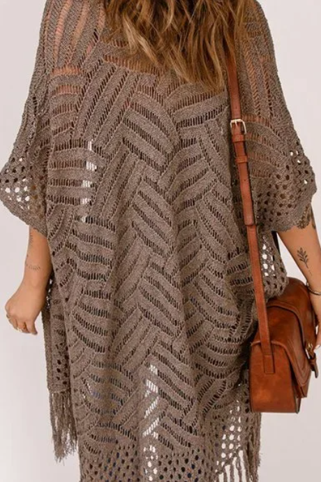 Loose Fit Fringe Kimono or Wrap One Size Fits All