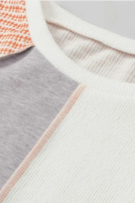 Multicolor toExposed Seam Colorblock Oversized Knit Top