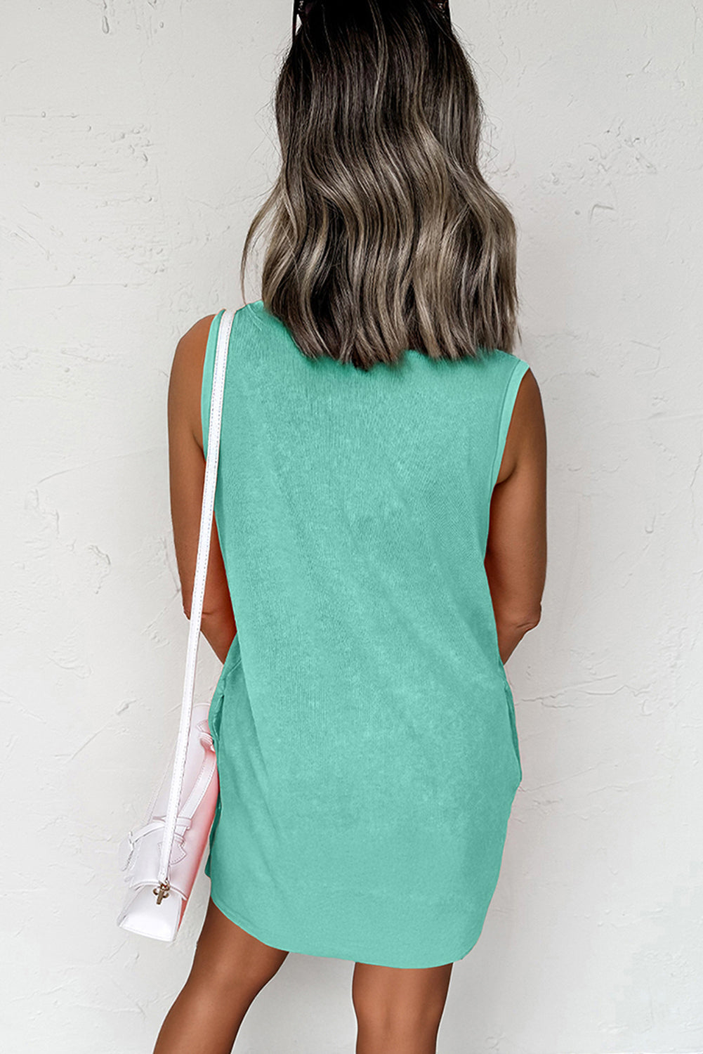 Beau Blue Mineral Wash Tank Mini Dress with Pockets