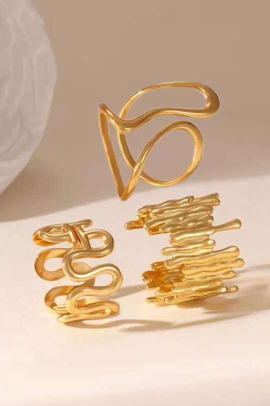 Trio Stack Abstract  O Fashion Rings