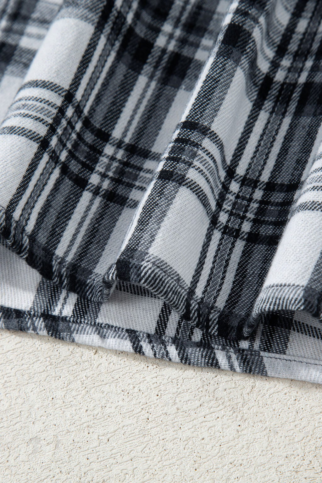 Brown Plaid Patchwork Long Sleeve Button Hooded Blouse