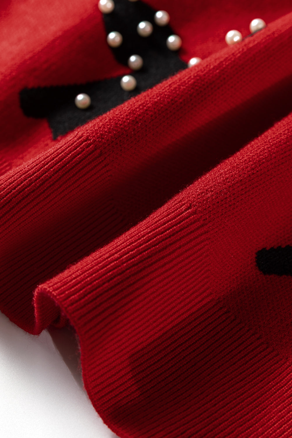 Blackish Green Pearl Embellished Bow Pattern Loose Sweater 3 colors