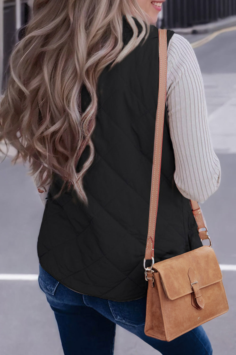 Pink or Black Fleece Lined Quilted Vest Coats