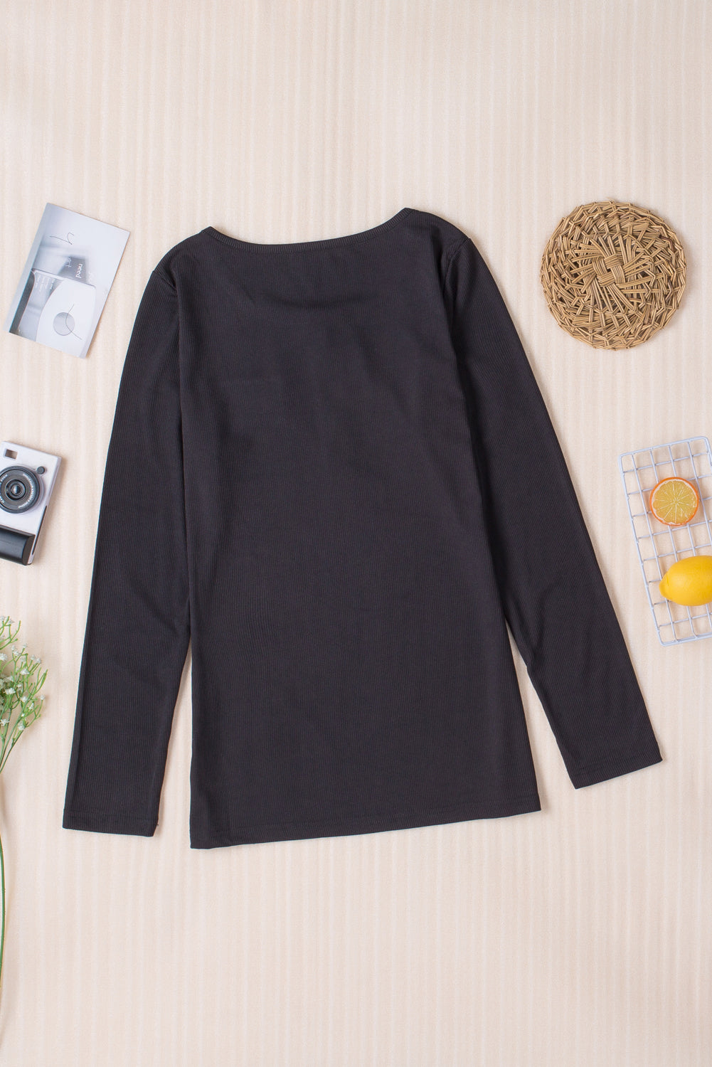 Ribbed Zipper White or Black Long Sleeve Top