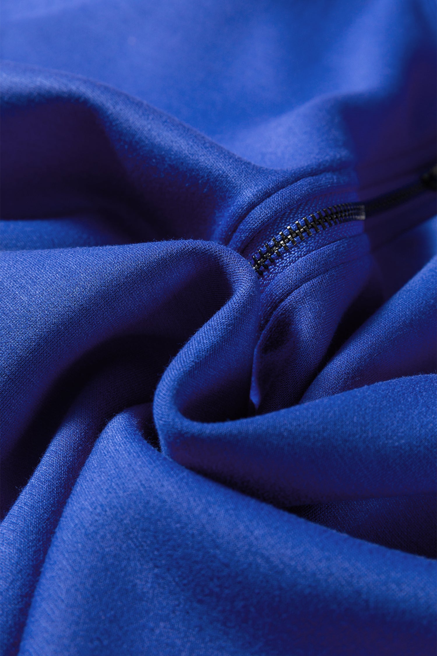 Dark Blue Half Zip Sporty Pullover Mini Skirt 2pcs Outfit