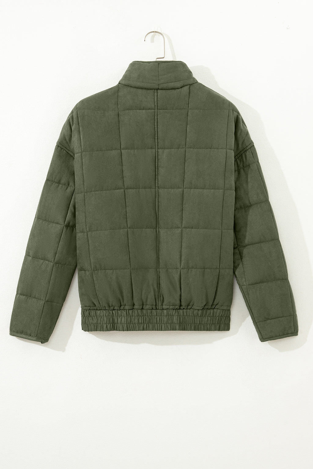 Green or Black Zip-Up Pocket Quilted Jacket