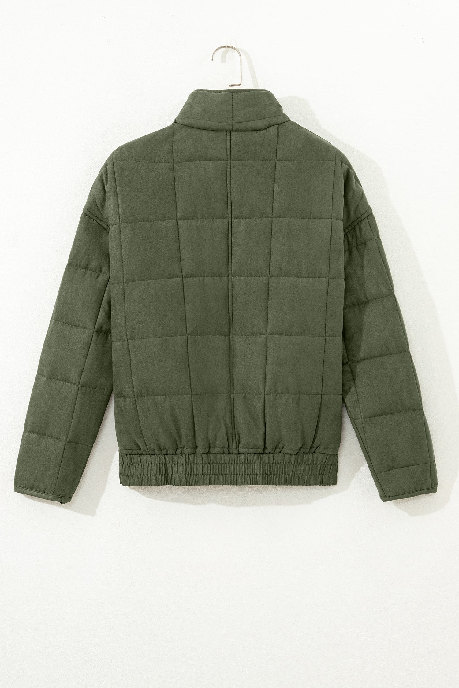 Green or Black Zip-Up Pocket Quilted Jacket
