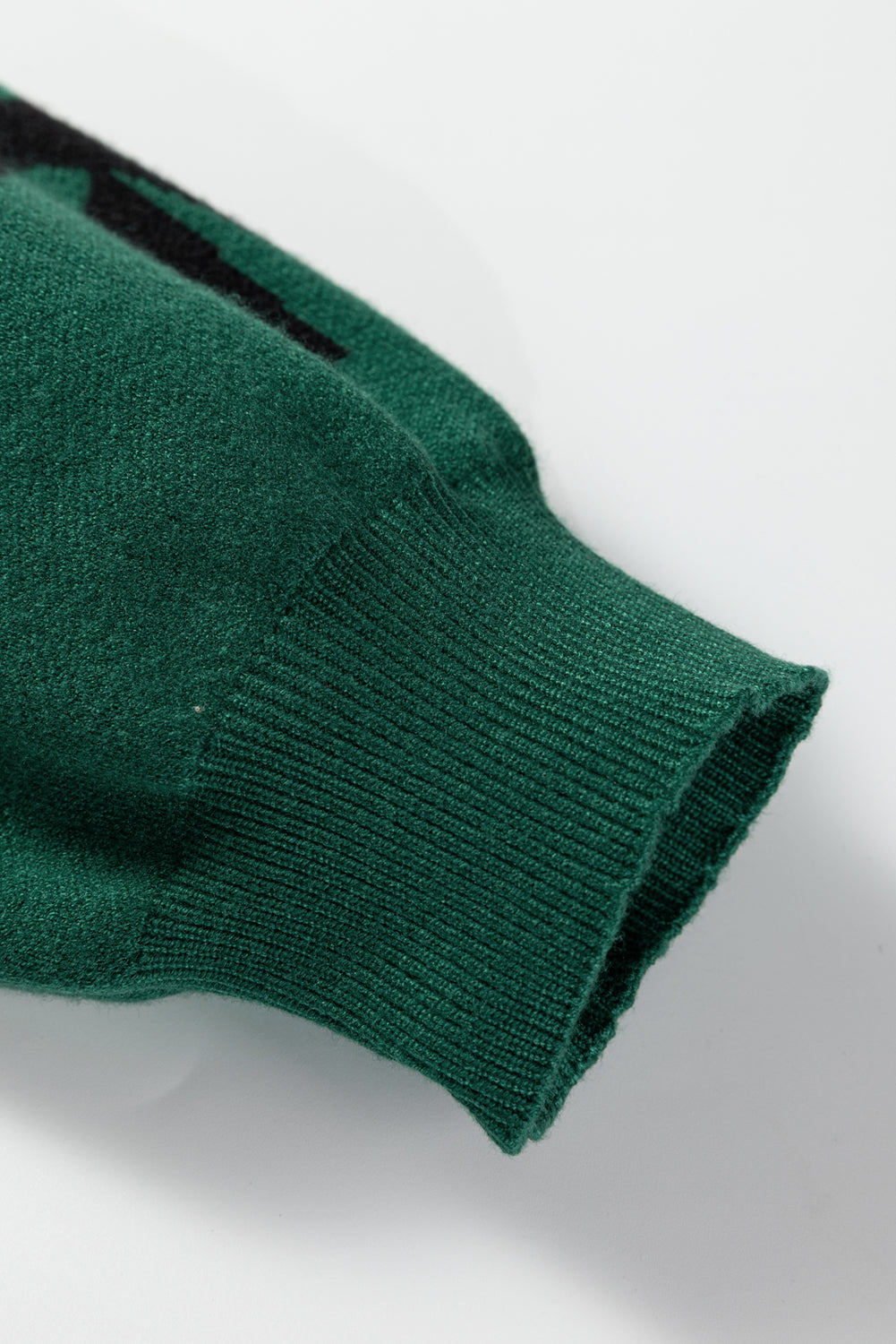 Blackish Green Pearl Embellished Bow Pattern Loose Sweater 3 colors