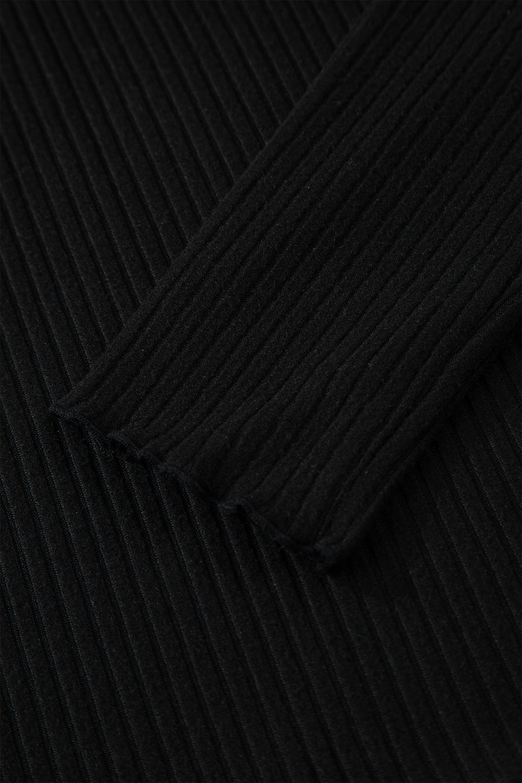 Beige Lace Neckline Button Decor Lettuce Edge Long Sleeve Ribbed Top