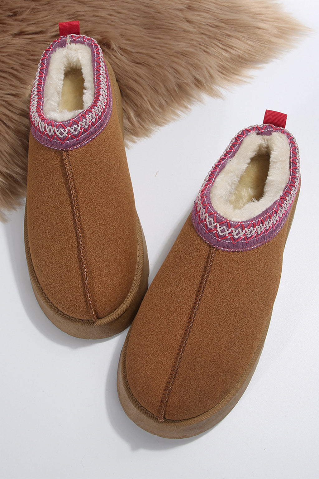 Contrast Print Suede Plush Lined Snow Boots 3 Colors