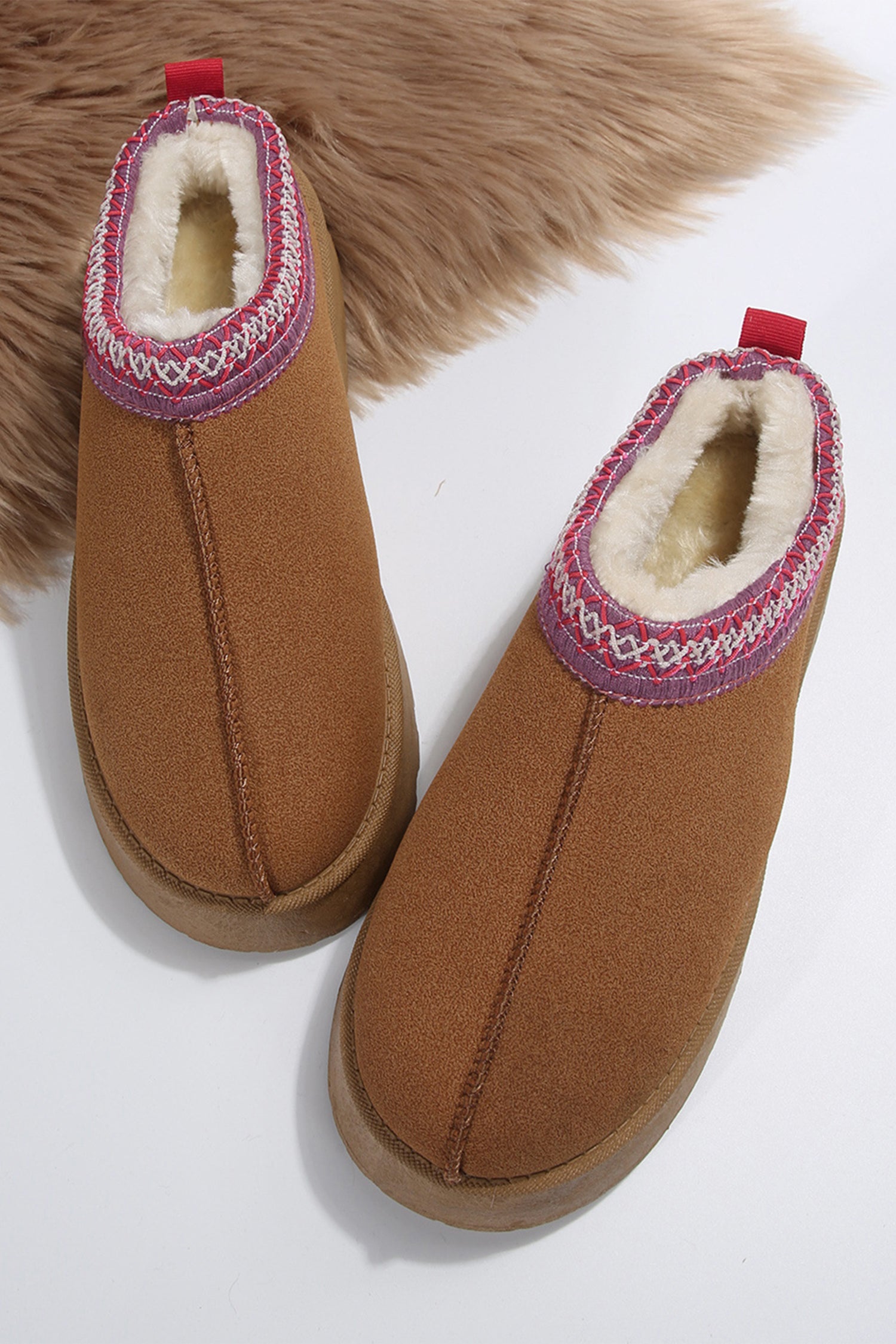 Contrast Print Suede Plush Lined Snow Boots 3 Colors