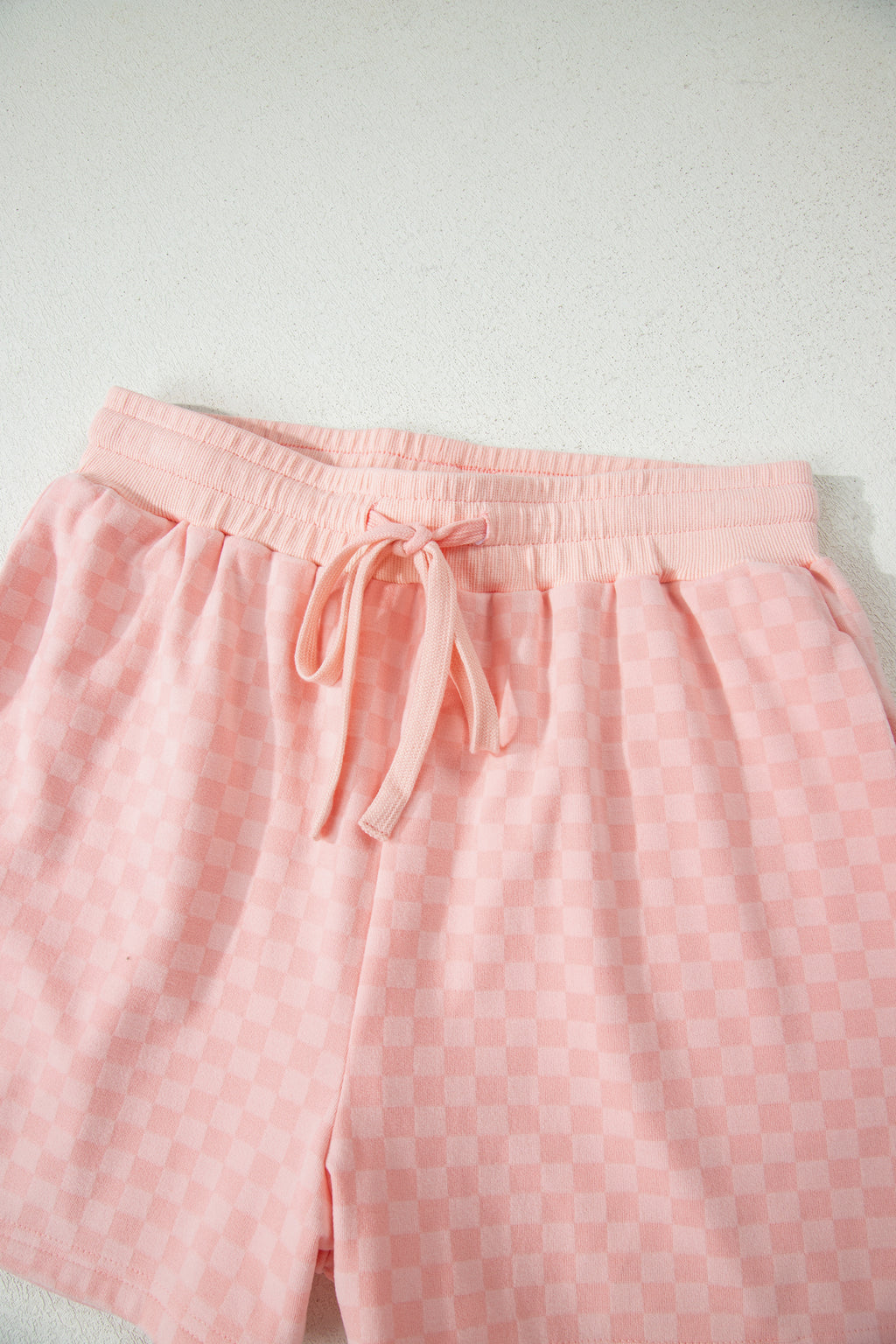 Brown Checkerboard Long Sleeve Pullover and Shorts Set