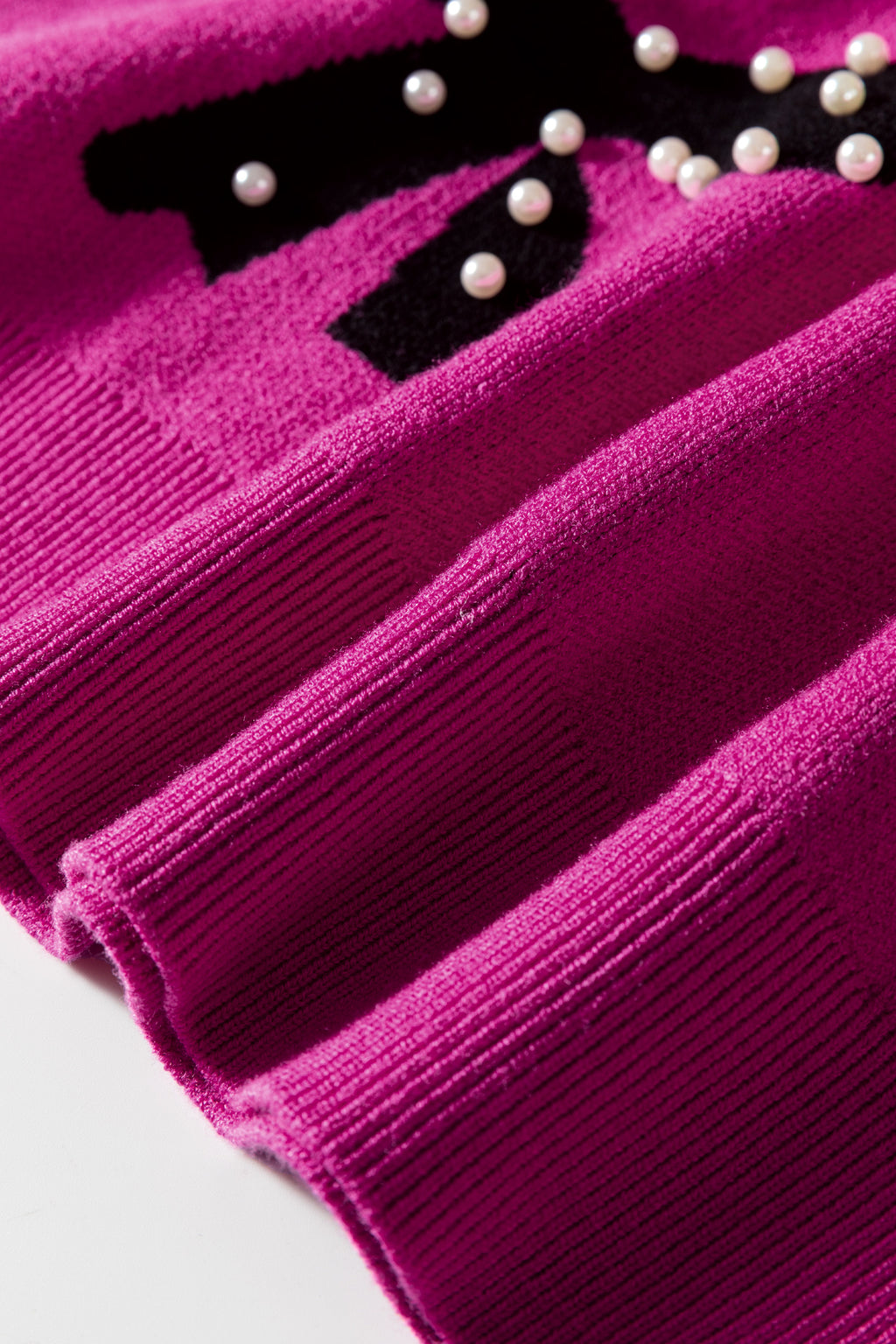 Blackish Green Pearl Embellished Bow Pattern Loose Sweater 3 colors