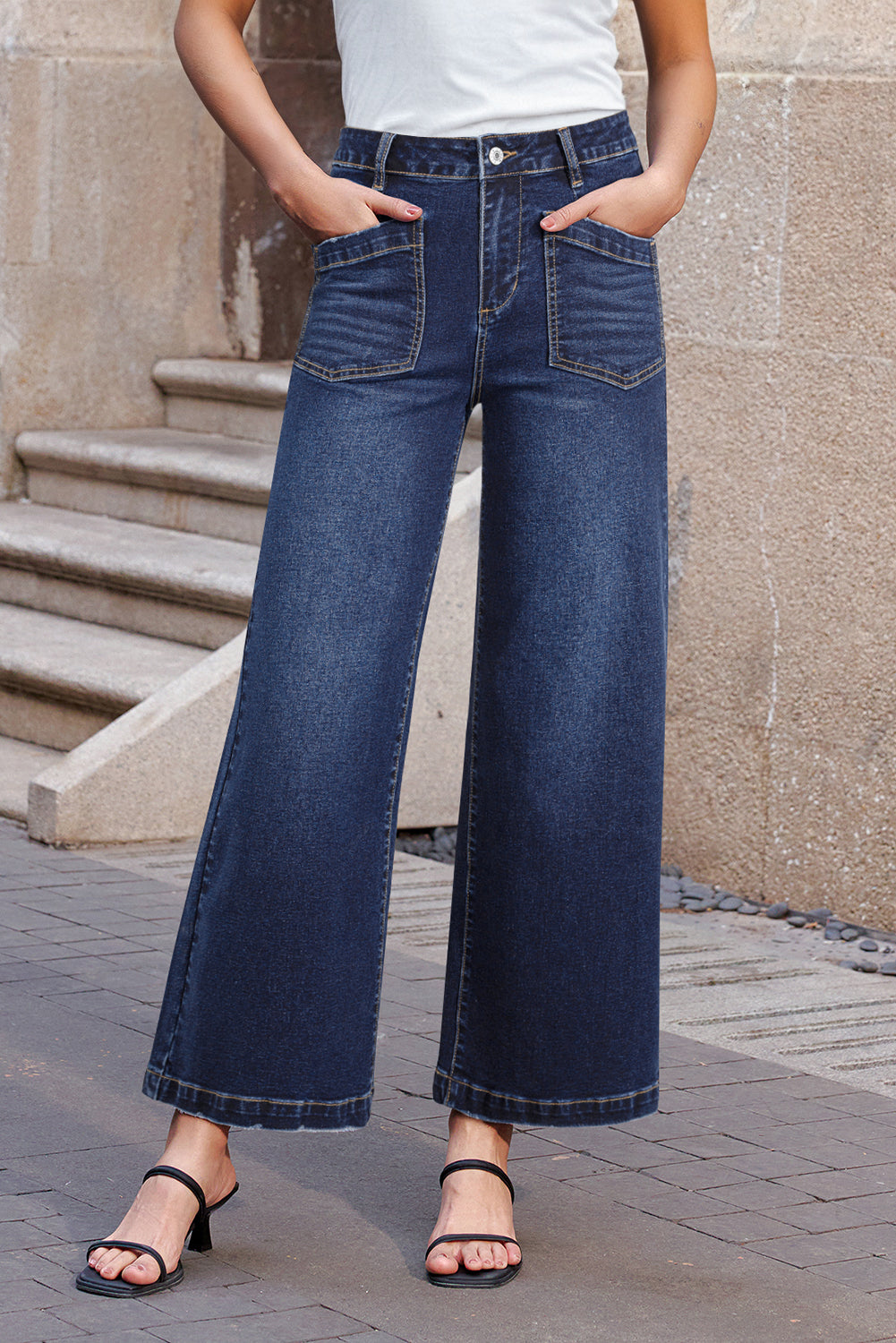 Bluing Minimalist Patch Pocket Women's Shift Jeans