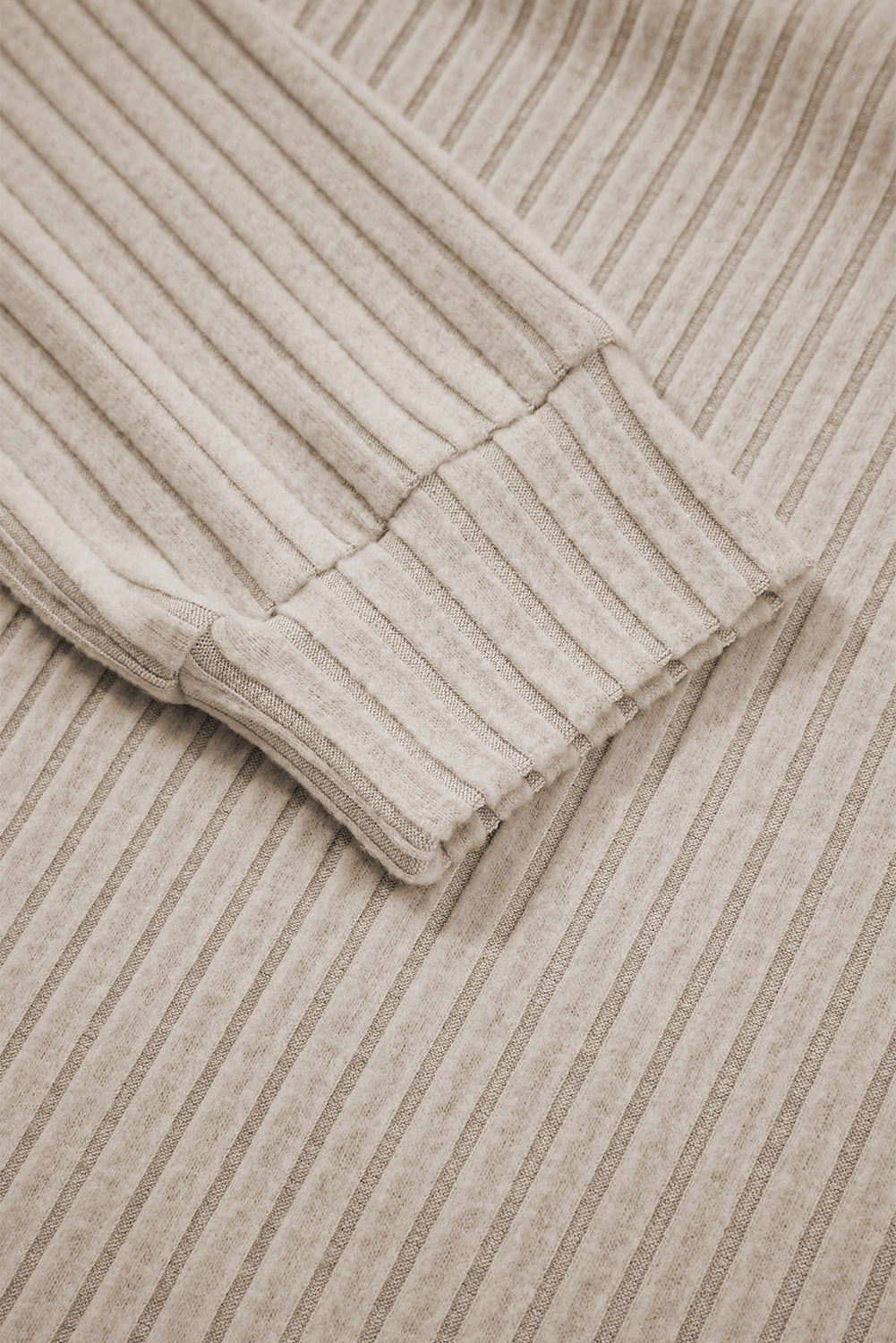 White Ribbed Texture Round Neck Long Sleeve Rounded Hem Knit Top