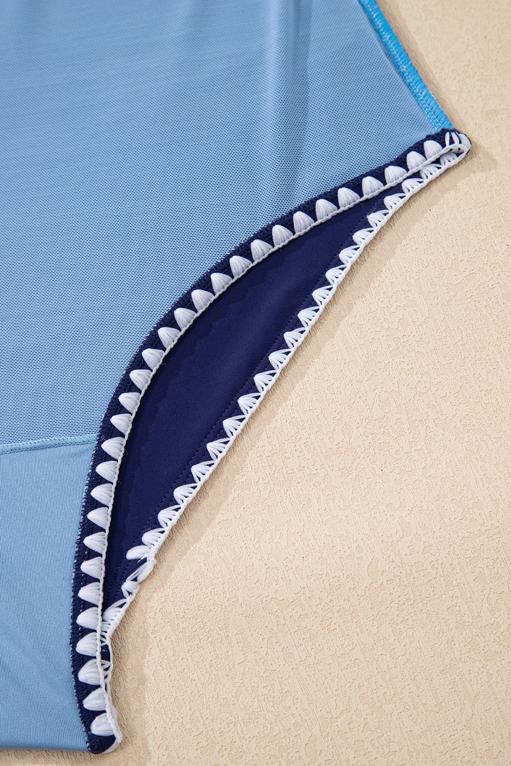 Beau Blue Ric Rac Trim Contrasted Patchwork Cutout One Piece Swimsuit