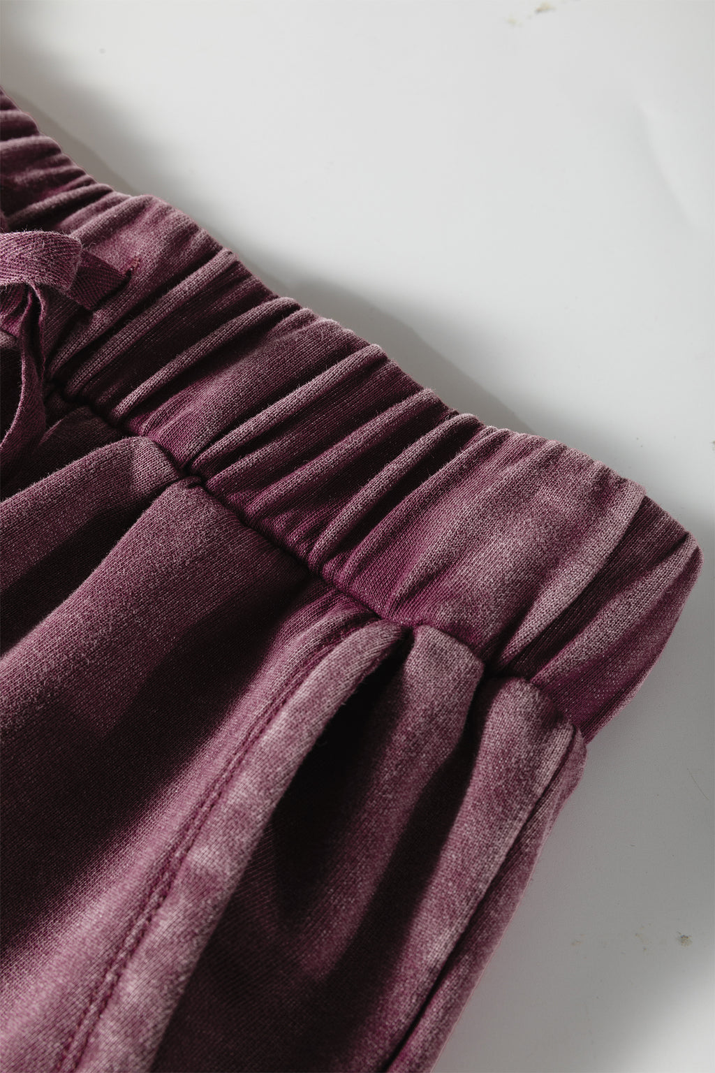 Black Mineral Wash Tiered Wide Leg Patchwork Drawstring Pants 3 colors