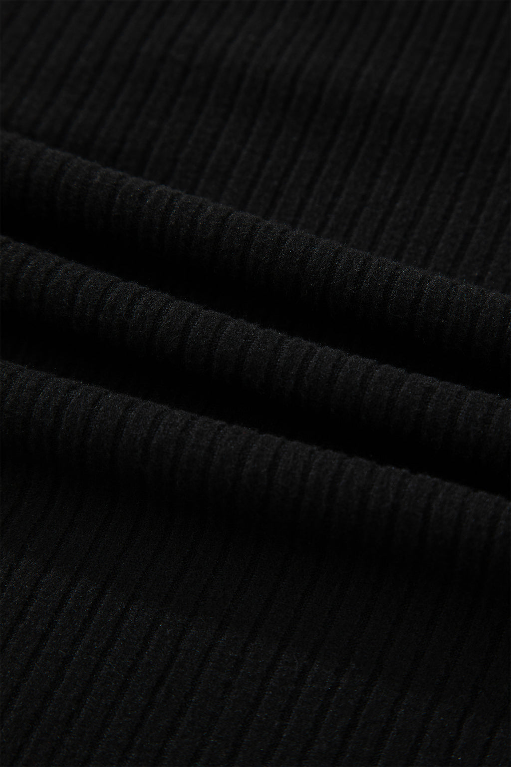 Beige Lace Neckline Button Decor Lettuce Edge Long Sleeve Ribbed Top