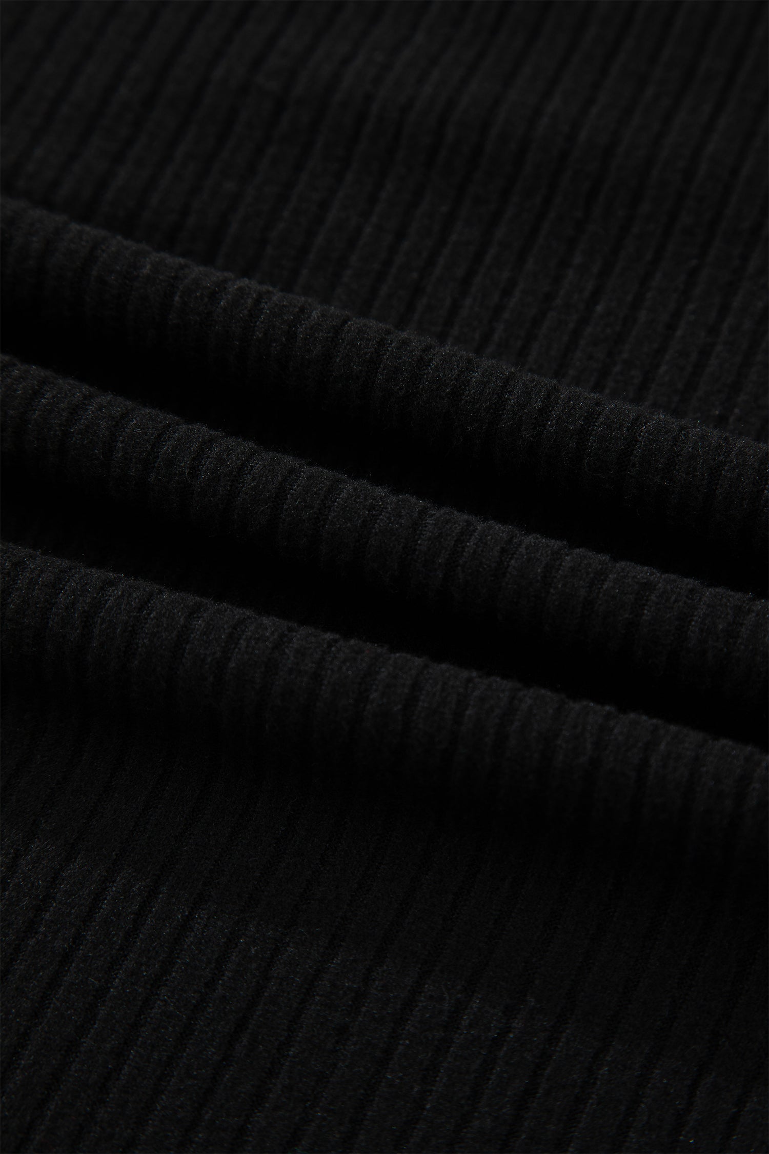 Beige Lace Neckline Button Decor Lettuce Edge Long Sleeve Ribbed Top