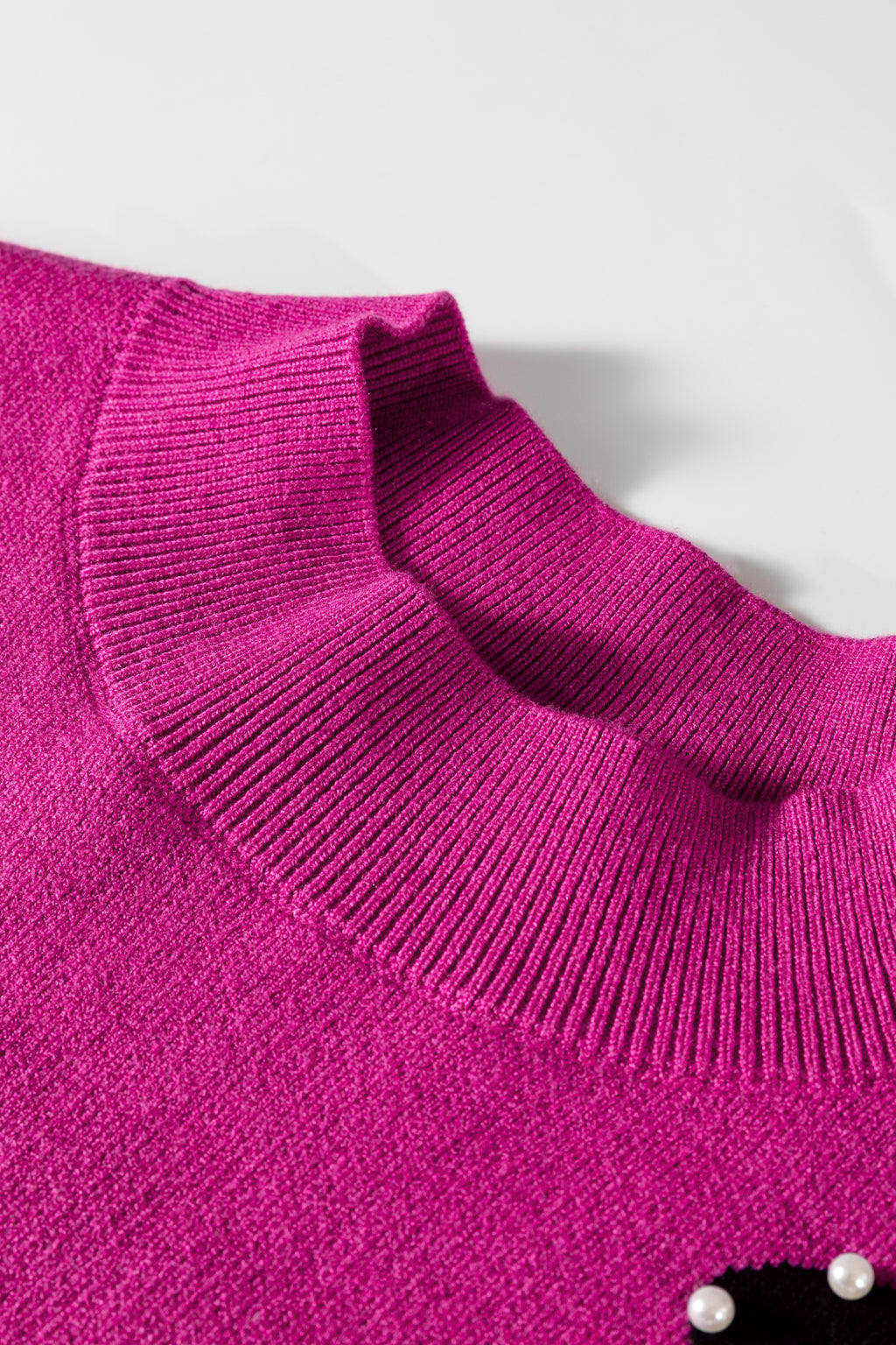 Blackish Green Pearl Embellished Bow Pattern Loose Sweater 3 colors