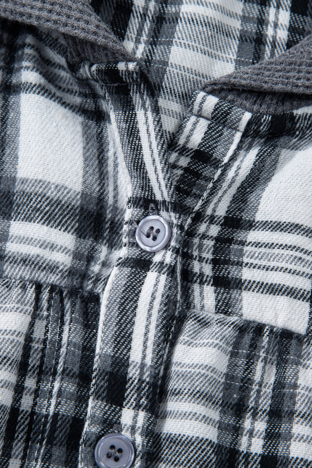 Brown Plaid Patchwork Long Sleeve Button Hooded Blouse