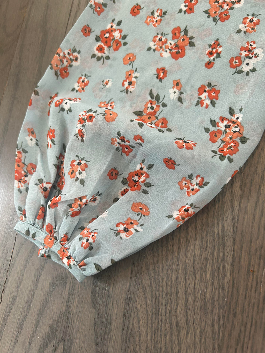 Sugarlips Mint Floral Peplum Ruched Blouse